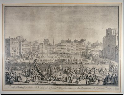 La Festa del Calcio in Piazza Santa Croce, inciso da Carlo Gregori (1719-59) 1738 da Giuseppe Zocchi